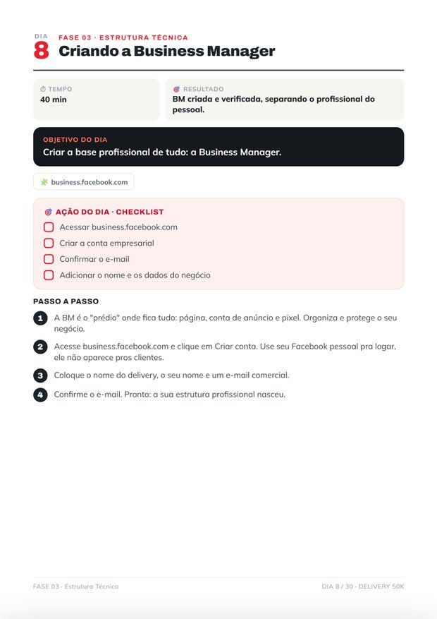 Página técnica sobre criação da Business Manager